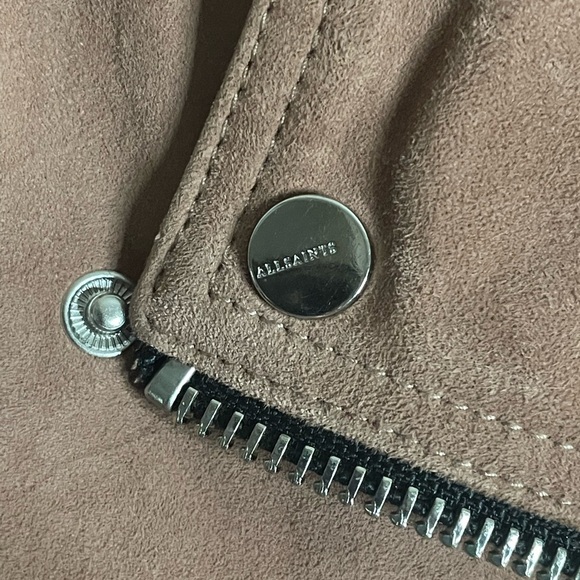 AllSaints Blush Pink 100% Goat Leather Suede Dalby
Biker Jacket Sz 8 (M) - Picture 5 of 16